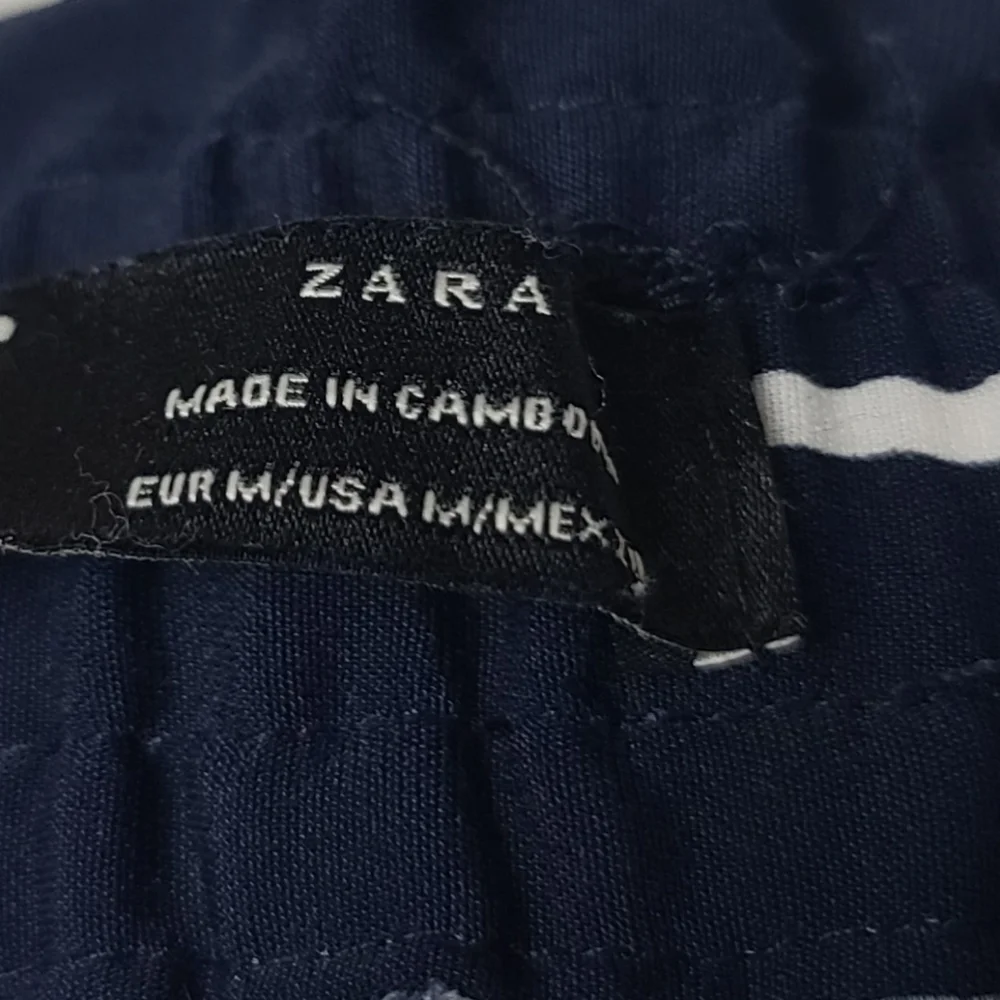 Zara Trafaluc White Blue Striped Pants M - Picture 7 of 7